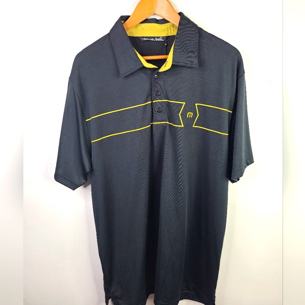 Travis Mathew- NWT Short Sleeve Polo - SIZE XL - Gold Black Office Golf